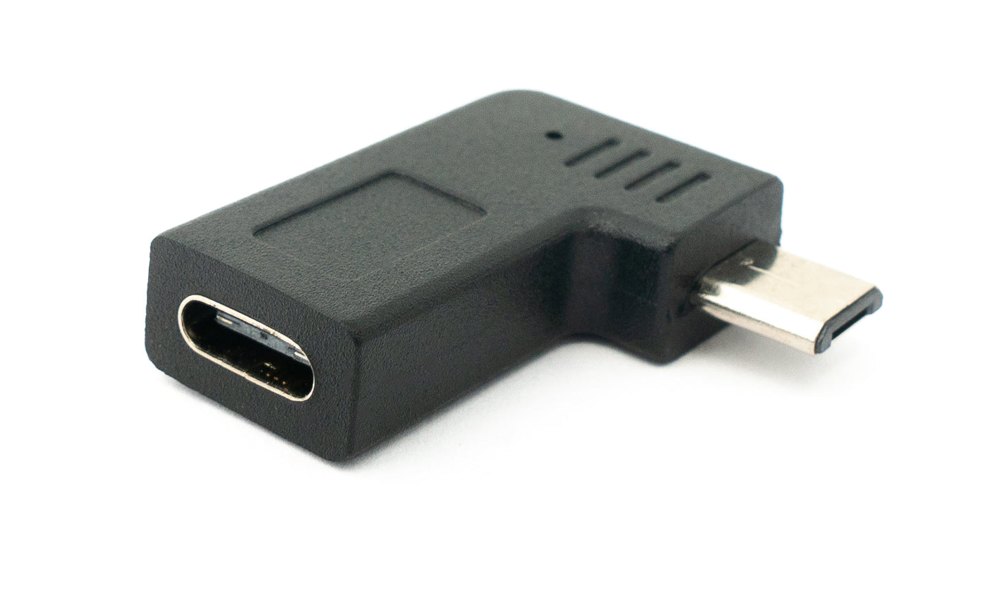 SYSTEM-S USB 3.1 millistykki af gerðinni C kvenkyns í 2.0 Micro B karlkyns, vinklað hægri
