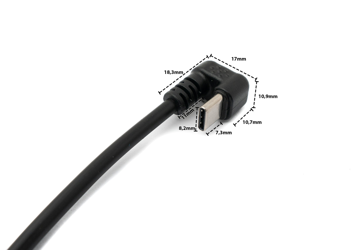 SYSTEM-S USB 3.1 U-snúnings 180° kapall, 30 cm, gerð C karlkyns í 2.0 gerð A karlkyns, hornréttur, svartur