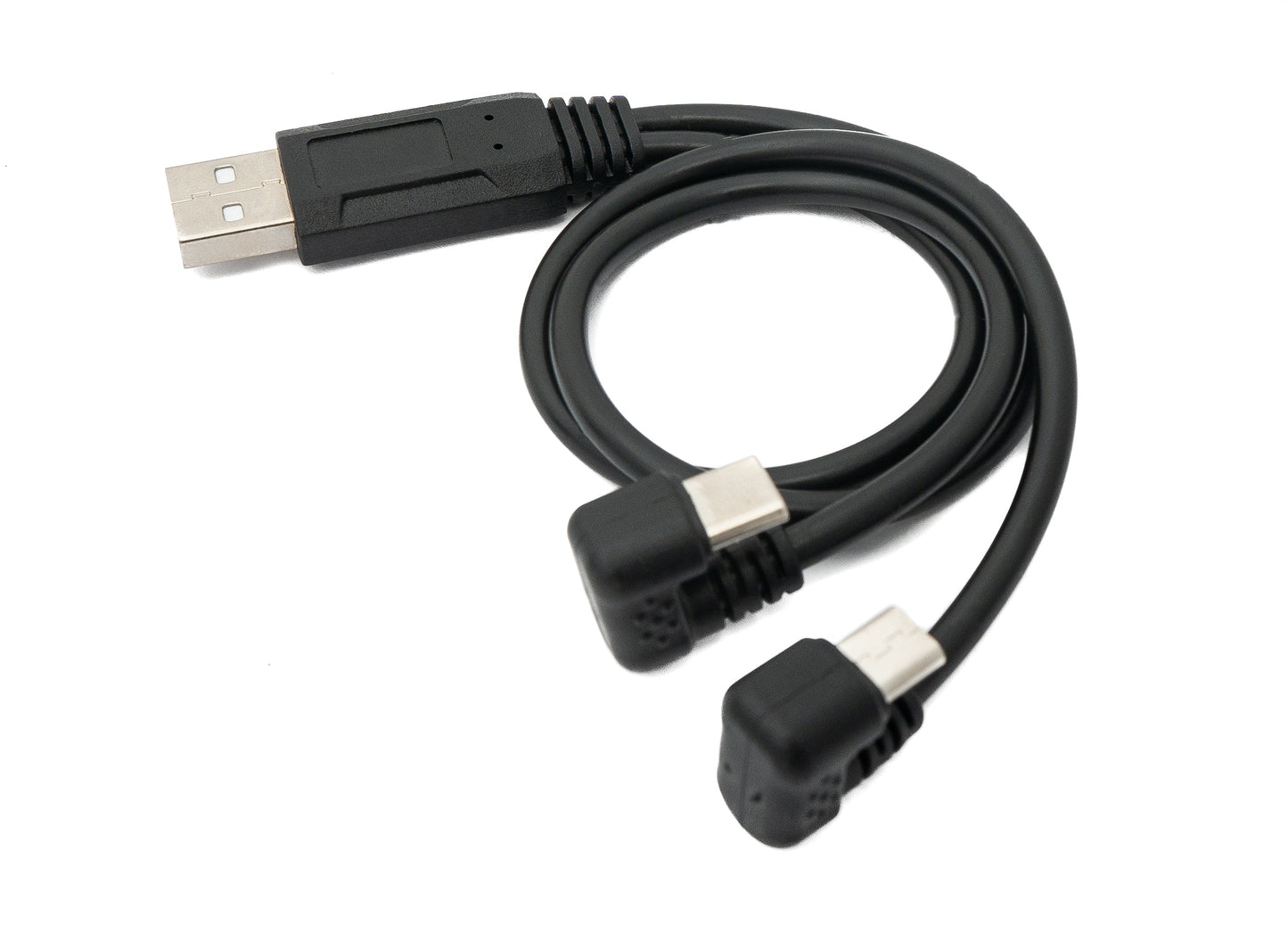 SYSTEM-S USB 3.1 snúra 30 cm Tegund C & 2.0 Micro B karlkyns í A karlkyns vinklaða í svörtu