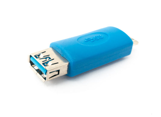 SYSTEM-S USB 3.0 millistykki Micro B karlkyns í Type A kvenkyns snúru í bláu