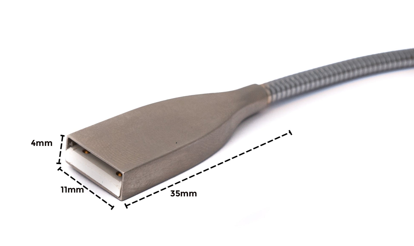 SYSTEM-S USB 3.1 snúra 100cm Tegund C karlkyns í 2.0 Tegund A kvenkyns málmfjaður grár