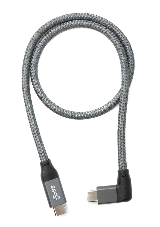 SYSTEM-S USB 3.1 Gen 2 100W snúra 50 cm Tegund C karlkyns í karlkyns, fléttuð í gráu