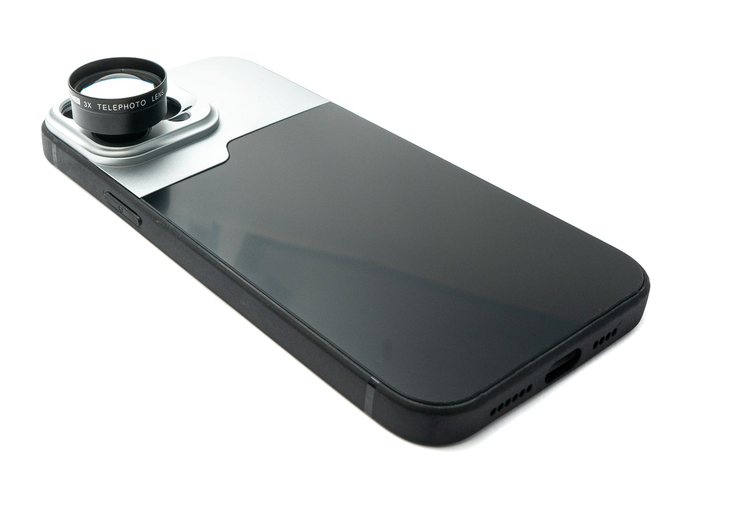 SYSTEM-S aðdráttarlinsa 3x aðdráttarlinsusía með hulstri í svörtu fyrir iPhone 13 Pro Max