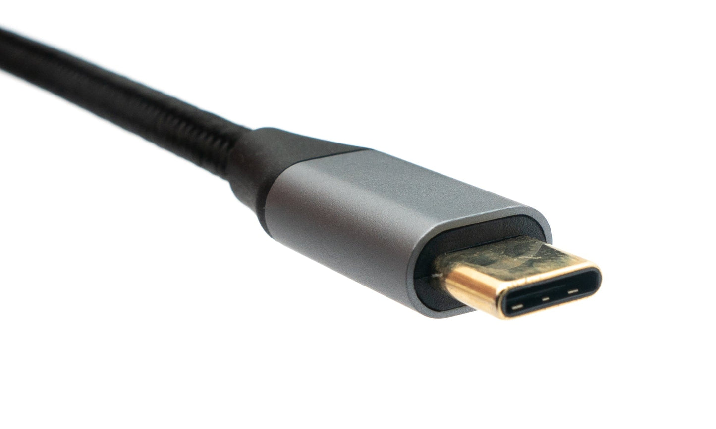 SYSTEM-S 3-in-1 adapter Mini DP 1.4 female & 2x USB 3.1 Type C female to Type C male gray