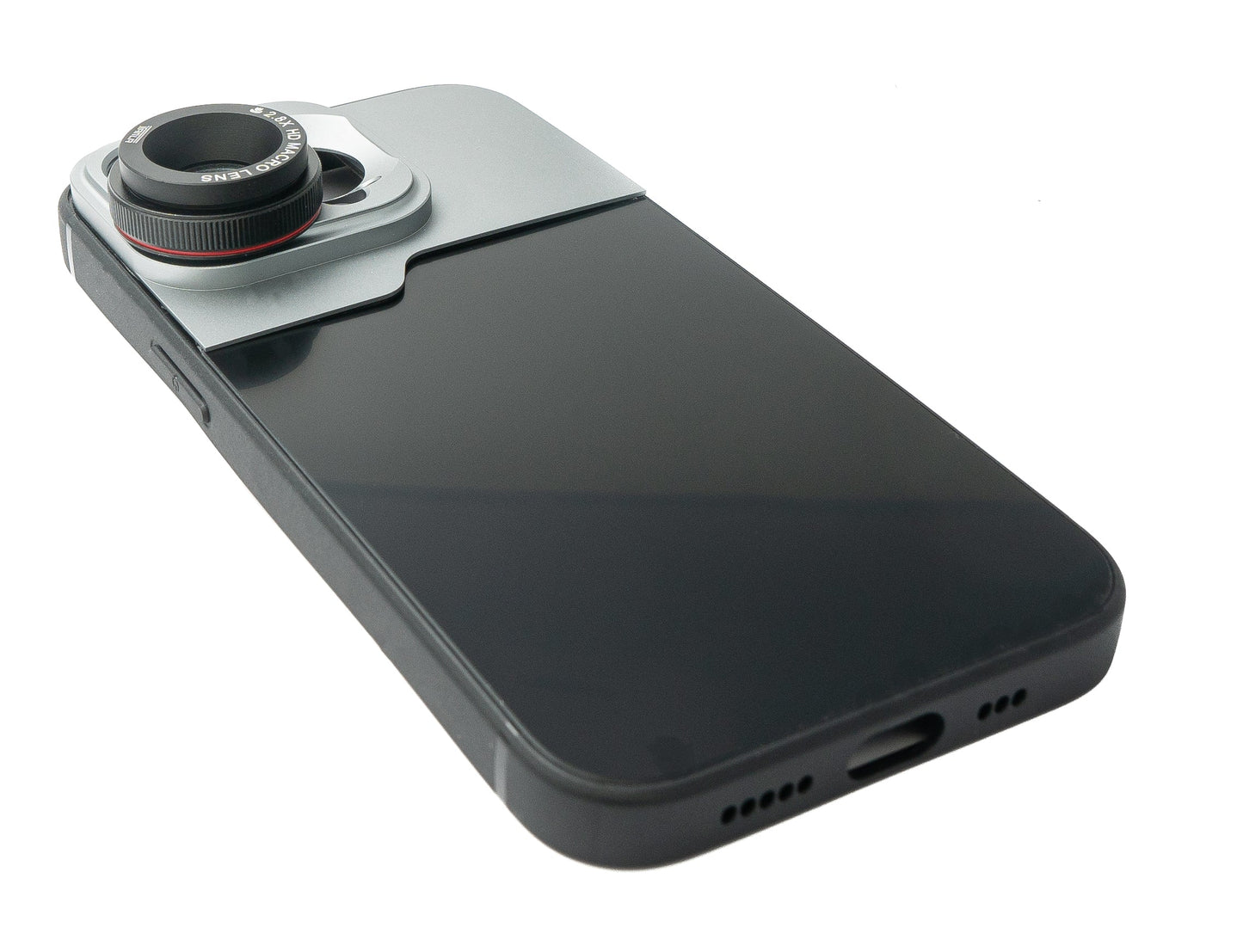 SYSTEM-S Macro linsa 2.8x HD sía með hulstri í svörtu fyrir iPhone 13 Pro