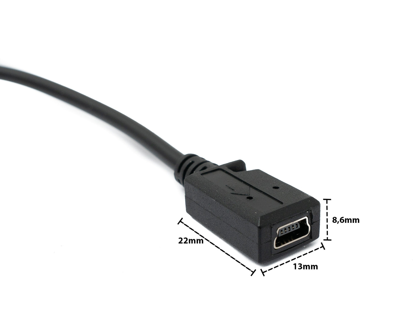 SYSTEM-S USB 3.1 U Turn 180° Kabel 30 cm Typ C Stecker zu 2.0 Mini Buchse Winkel Schwarz