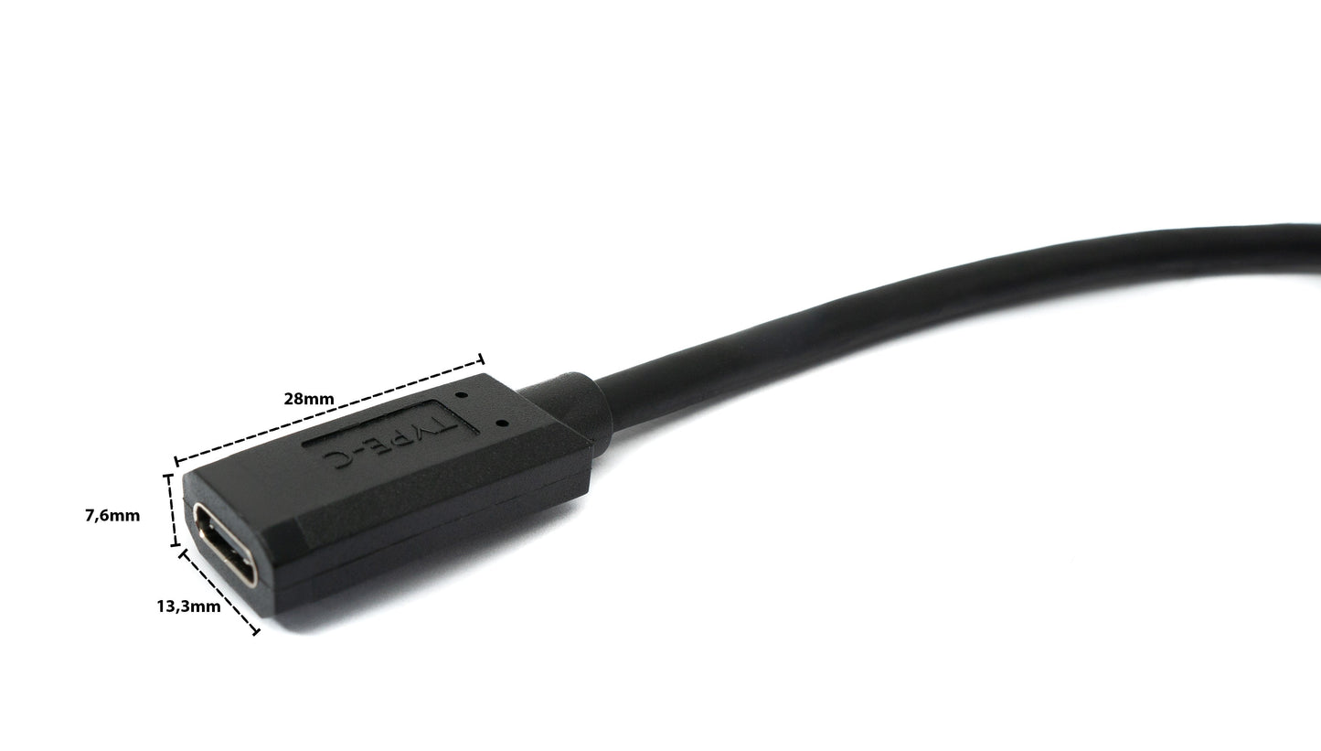 SYSTEM-S USB 3.1 Gen 2 Kabel 1,8 m Typ C Stecker zu Buchse Winkel in Schwarz