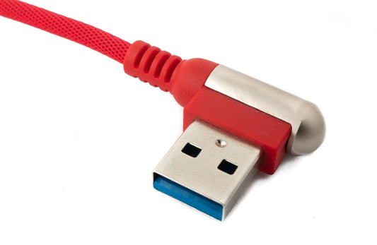 SYSTEM-S USB 3.1 cable 100cm Type C male to 3.0 Type A male braided angle in red