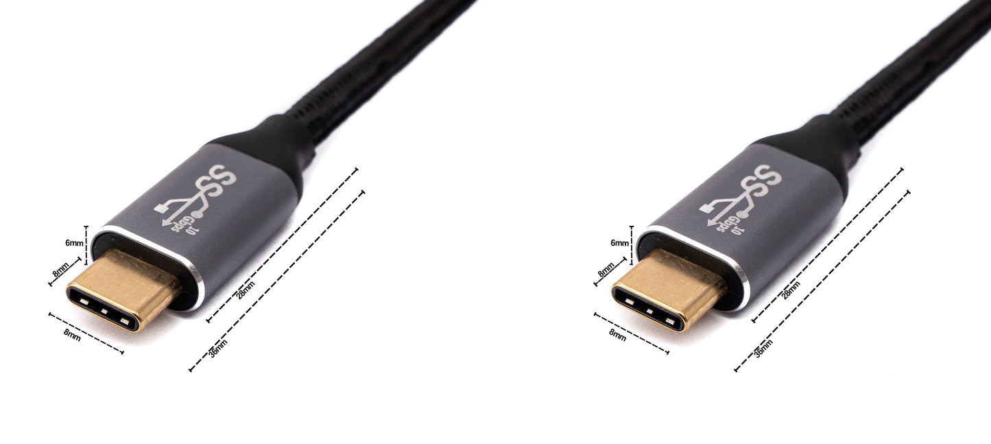SYSTEM-S USB 3.1 Gen 2 100W Kabel 2 m Typ C Stecker zu Stecker geflochten in Schwarz
