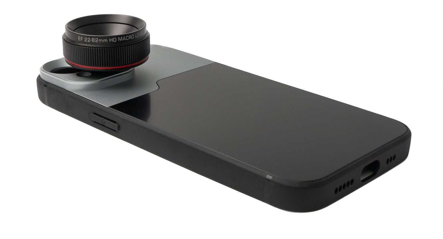 SYSTEM-S Macro linsa 1.1x til 2.8x sía með hulstri í svörtu fyrir iPhone 13