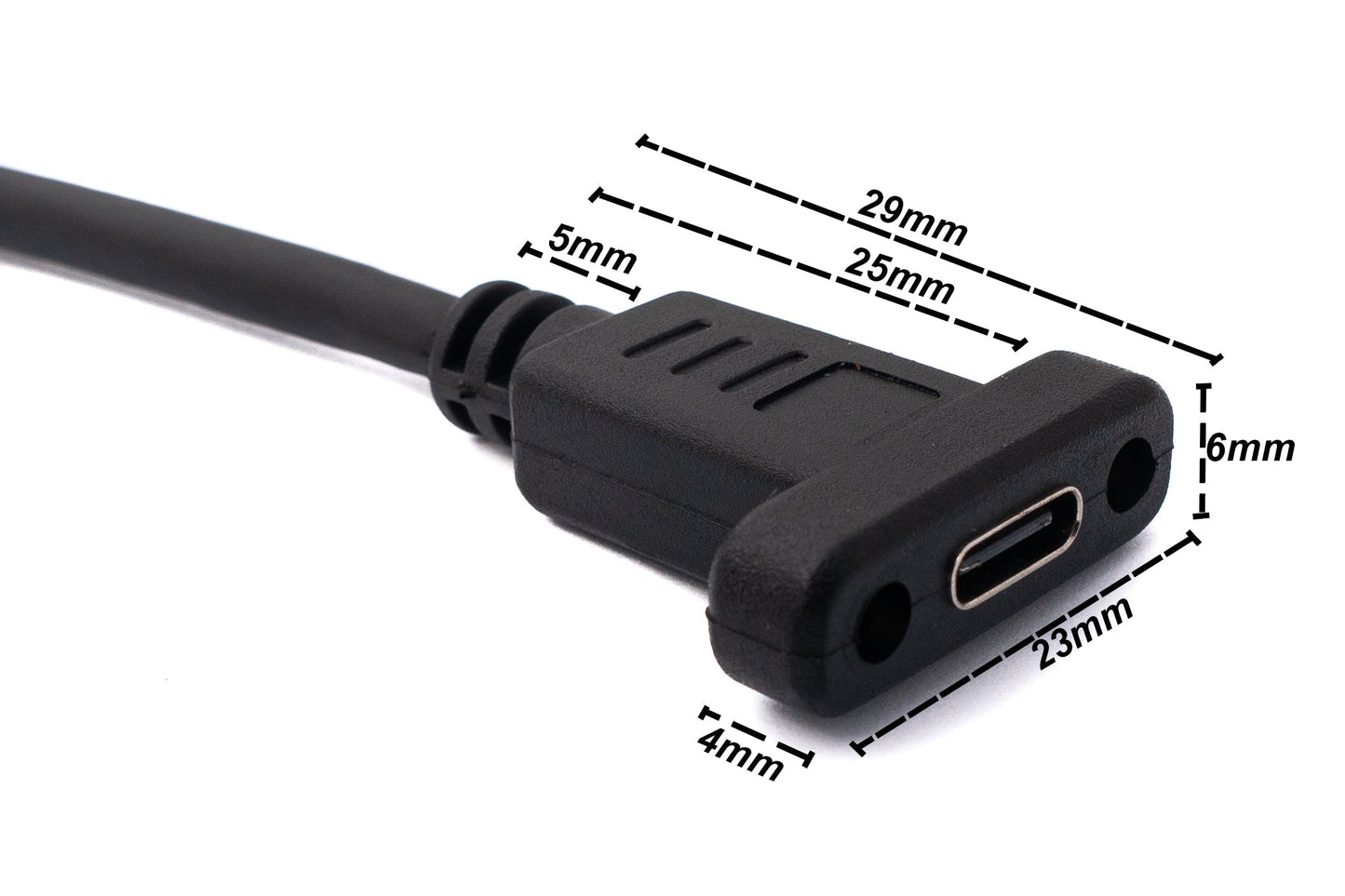 SYSTEM-S USB 3.1 Kabel 100 cm Typ C Stecker zu Buchse Schraube Winkel in Schwarz