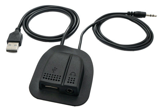 SYSTEM-S USB 2.0 og 3.5mm jack snúra 60 cm fyrir bakpoka hleðslutengi svart