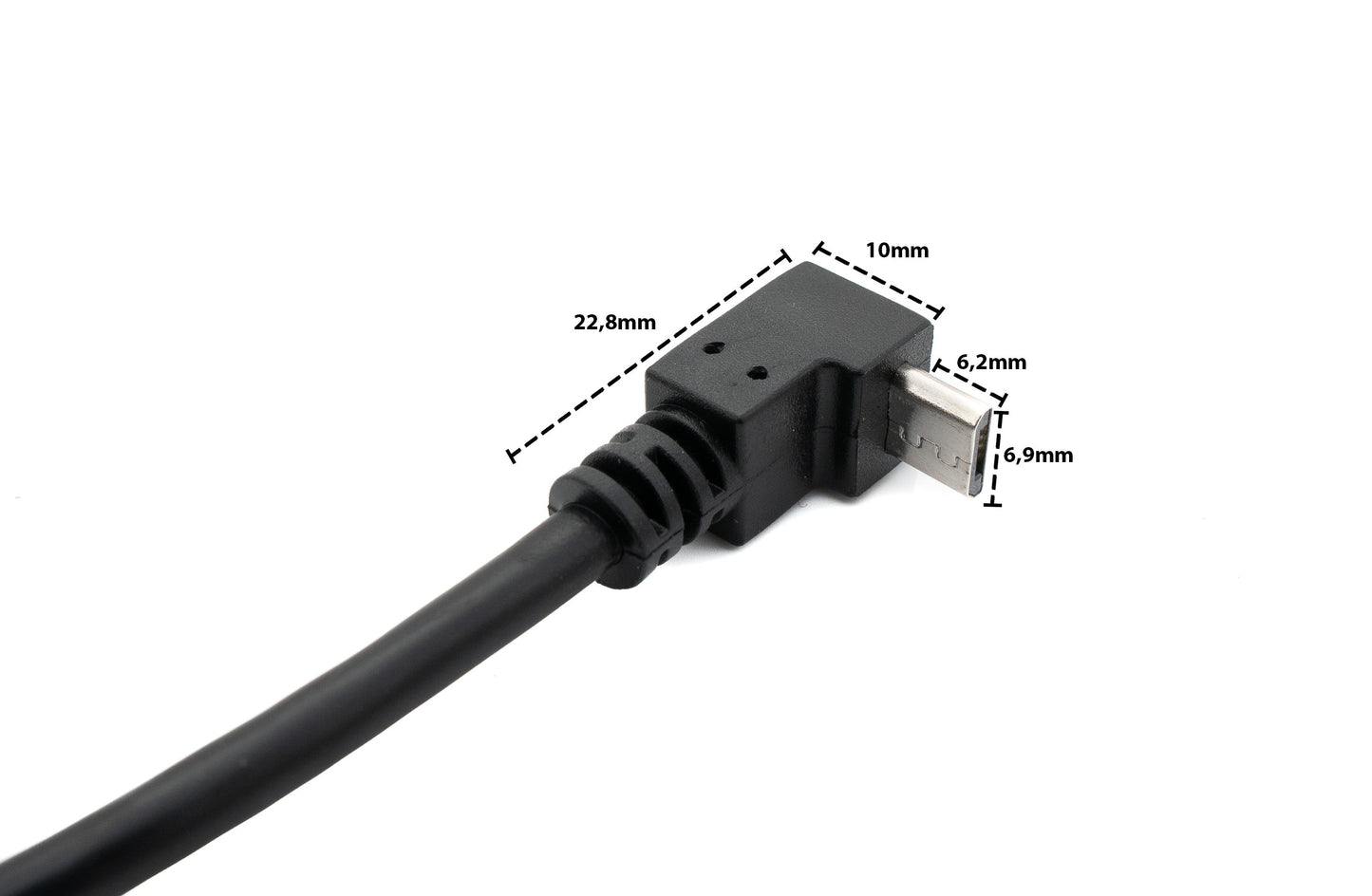 SYSTEM-S USB 2.0 snúra 100 cm Tegund A karlkyns í Micro B karlkyns vinklað í svörtu