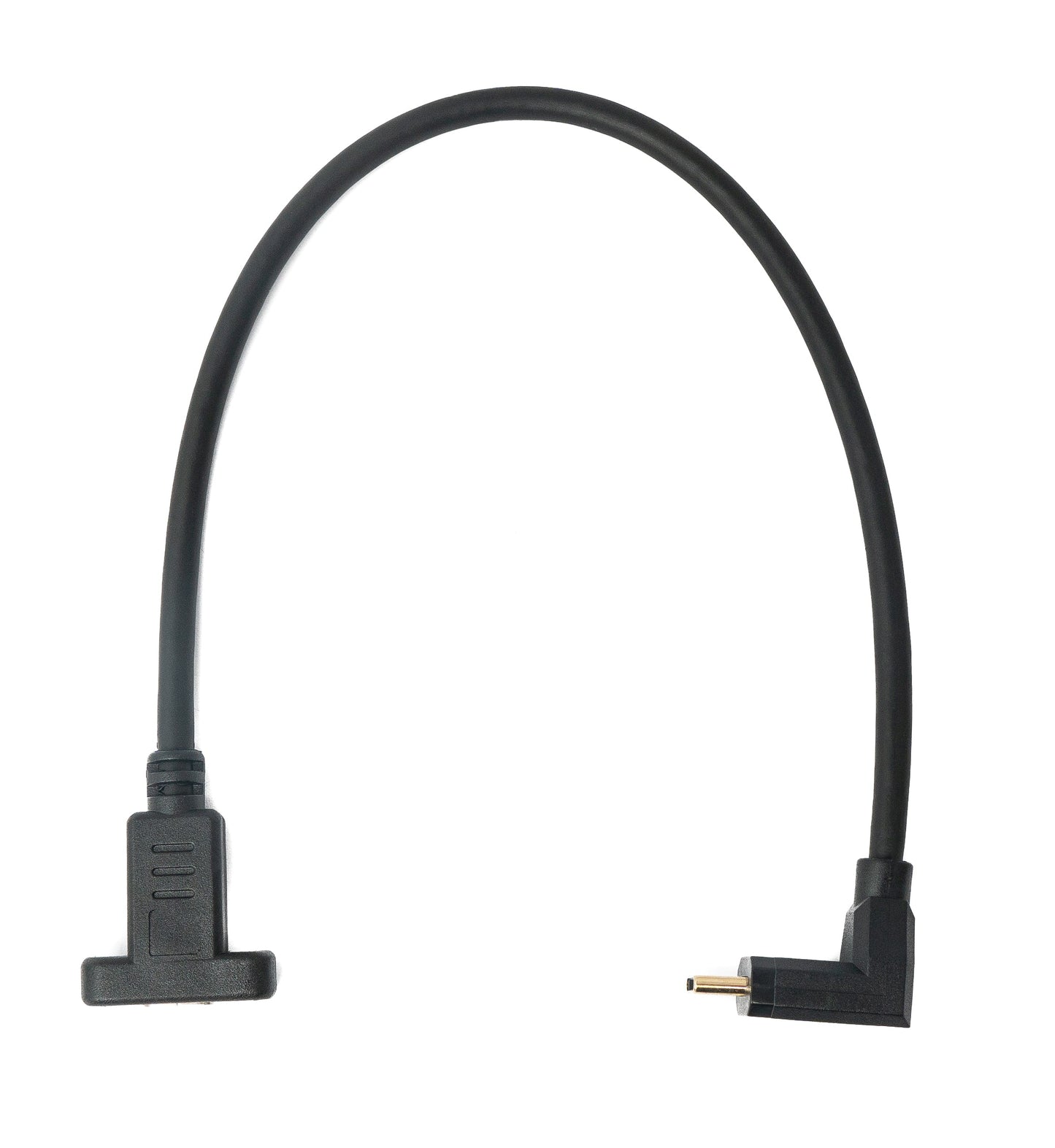 SYSTEM-S USB 3.1 snúra 30 cm Type C karlkyns í kvenkyns skrúfuhorn millistykki í svörtu