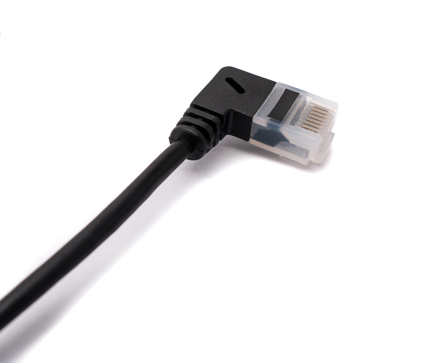 SYSTEM-S LAN snúra 25 cm RJ45 8P8C STP Cat6 tengi í tengi, hornrétt, svart