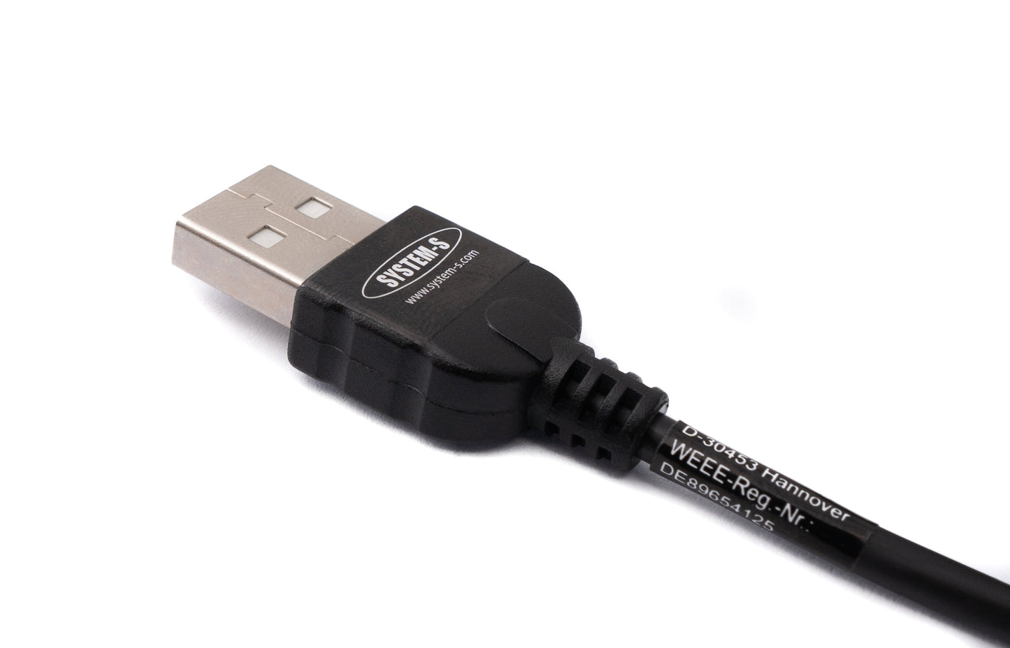 SYSTEM-S USB 2.0 snúra 200 cm Tegund A karlkyns í Micro B karlkyns spíralhornssnúra í svörtu