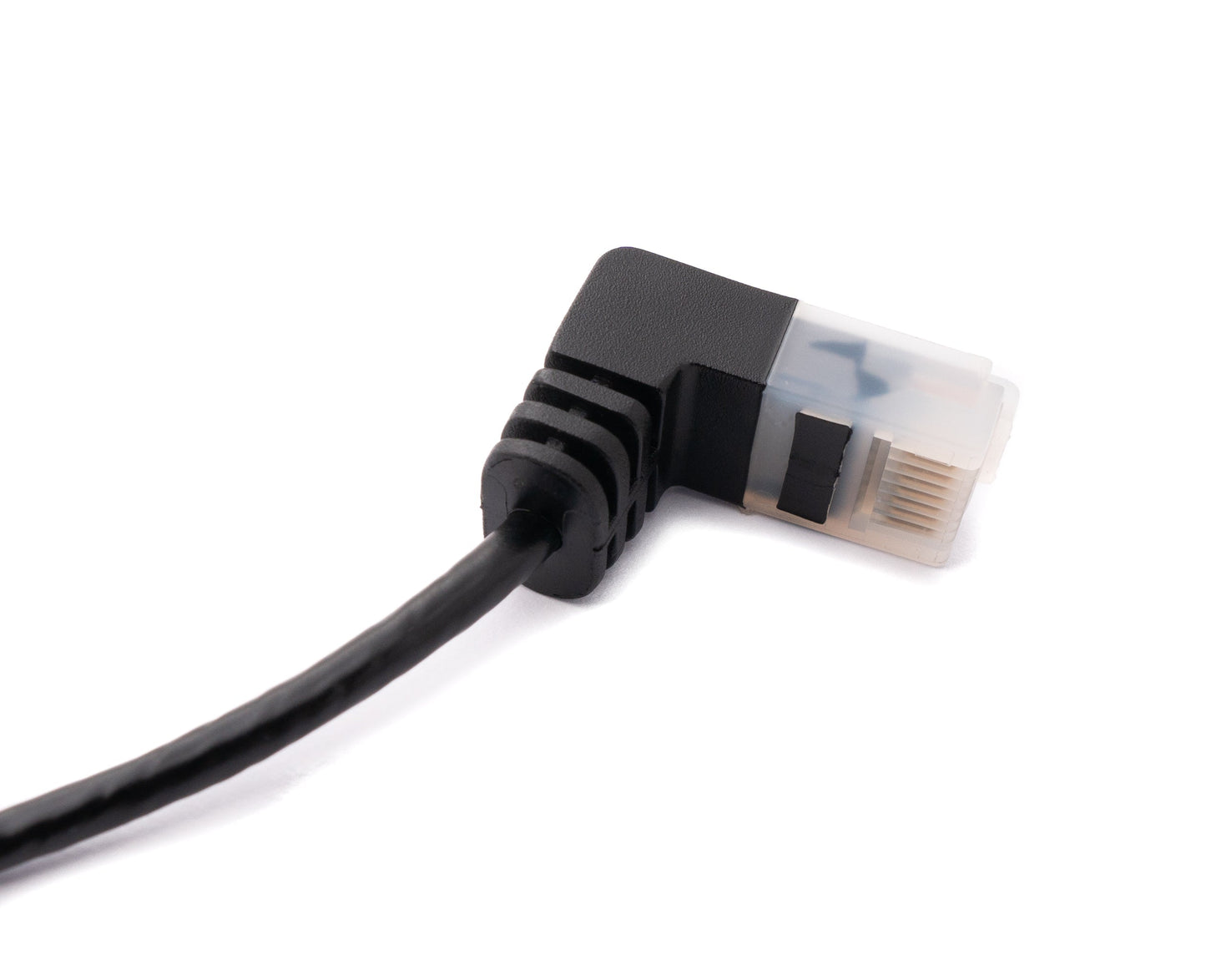 SYSTEM-S LAN snúra 25 cm RJ45 8P8C STP Cat6 tengi í tengi, hornrétt, svart