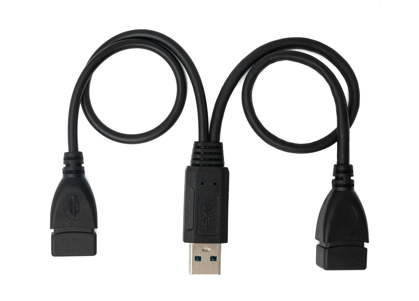 SYSTEM-S USB 3.0 snúra 30cm Tegund A & 2.0 Tegund A kvenkyns í 3.0 Tegund A karlkyns svart