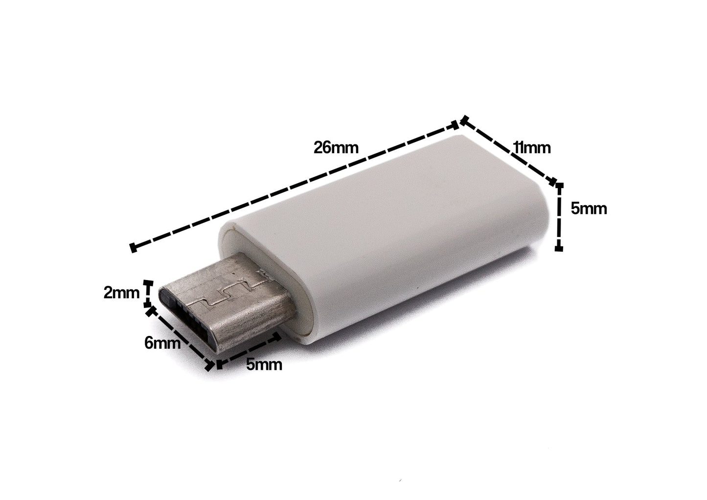 SYSTEM-S USB 3.1 millistykki af gerðinni C kvenkyns í 2.0 Micro B karlkyns snúra í hvítu