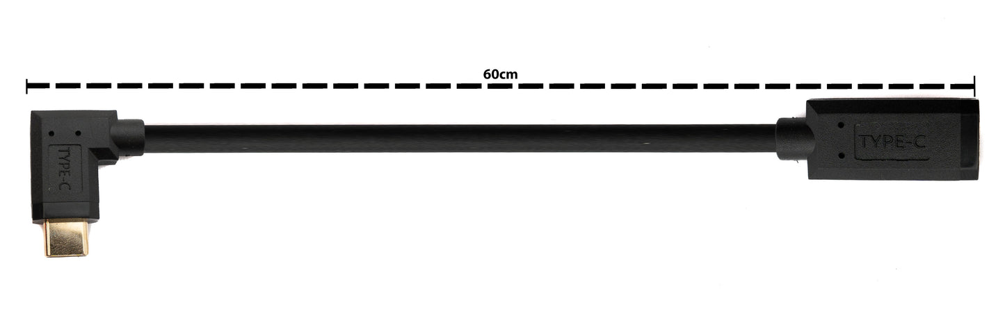 SYSTEM-S USB 3.1 Gen 2 cable 60 cm Type C male to female angled in black