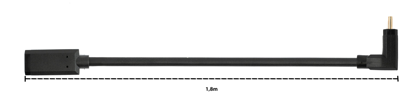SYSTEM-S USB 3.1 Gen 2 Kabel 1,8 m Typ C Stecker zu Buchse Winkel in Schwarz