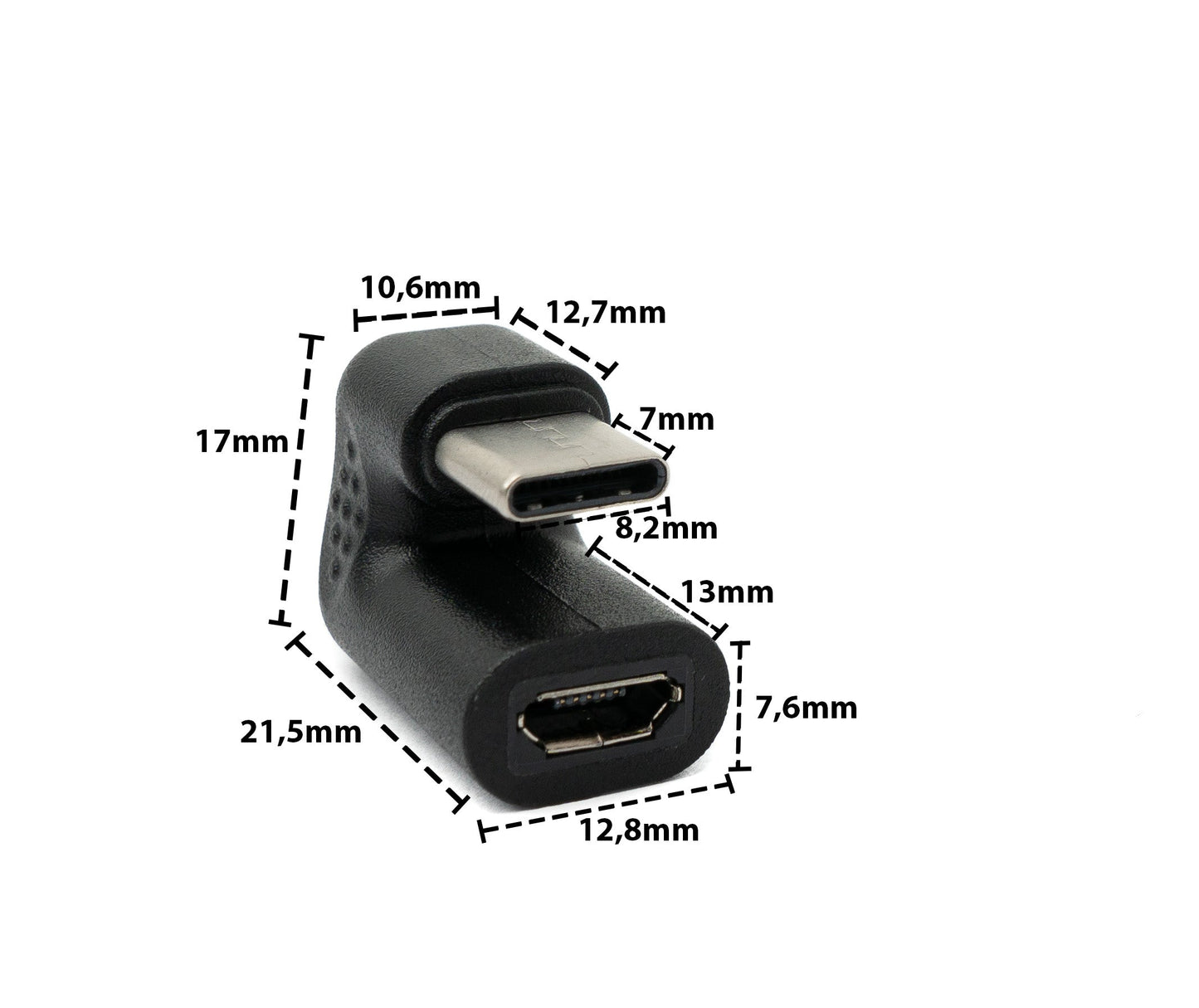 USB 3.1 U Turn 180° Adapter Type C Male to Micro USB Female Angle Cable in Black