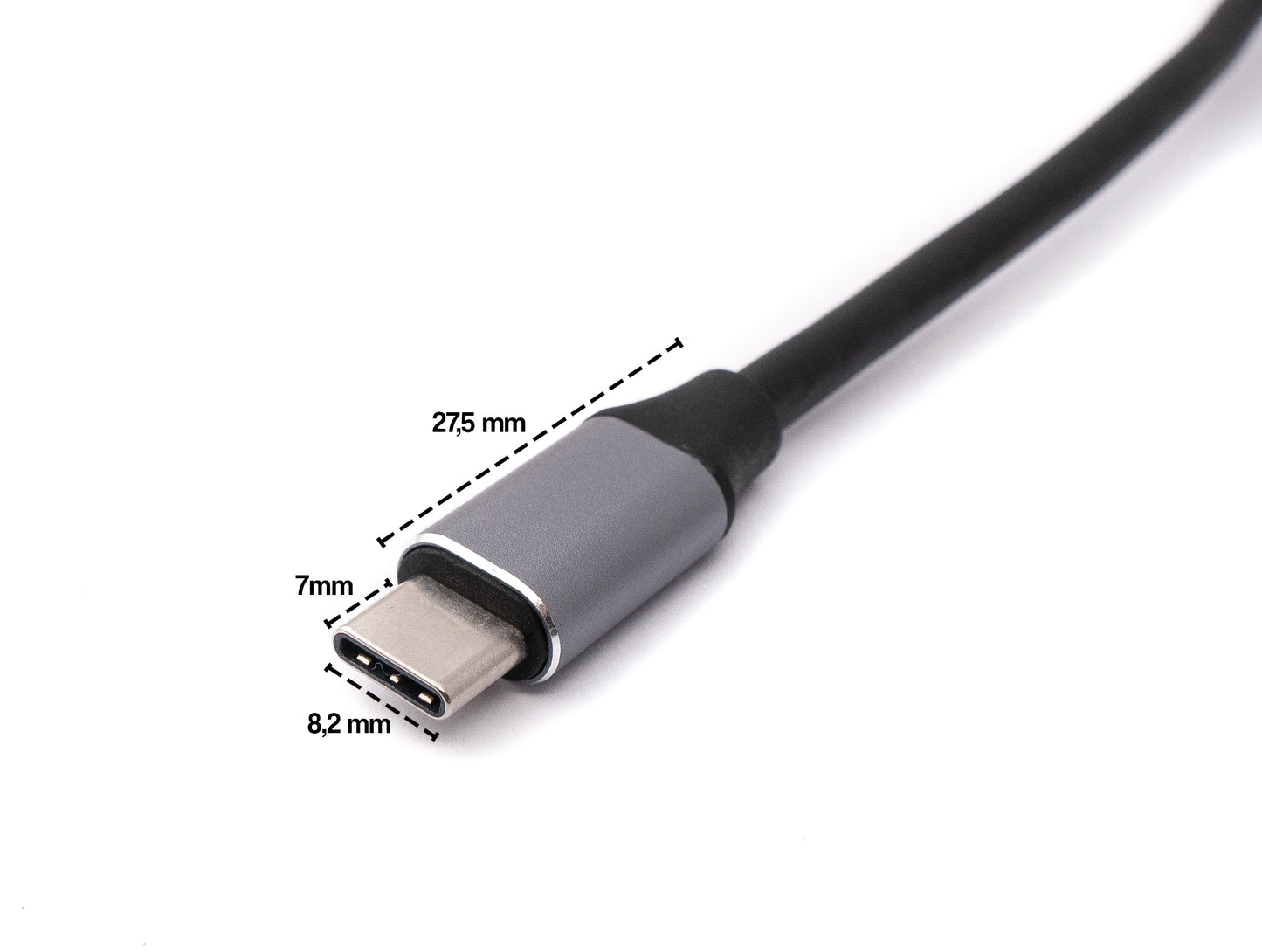 SYSTEM-S DisplayPort snúra 20 cm Mini DP kvenkyns í USB 3.1 Tegund C karlkyns í gráu
