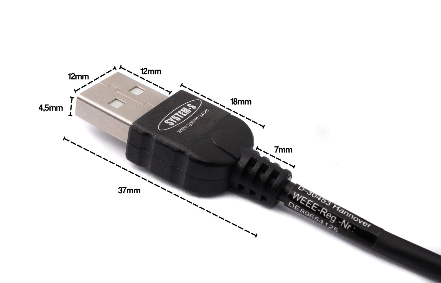 SYSTEM-S USB 2.0 snúra 200 cm Tegund A karlkyns í Micro B karlkyns spíralhornssnúra í svörtu
