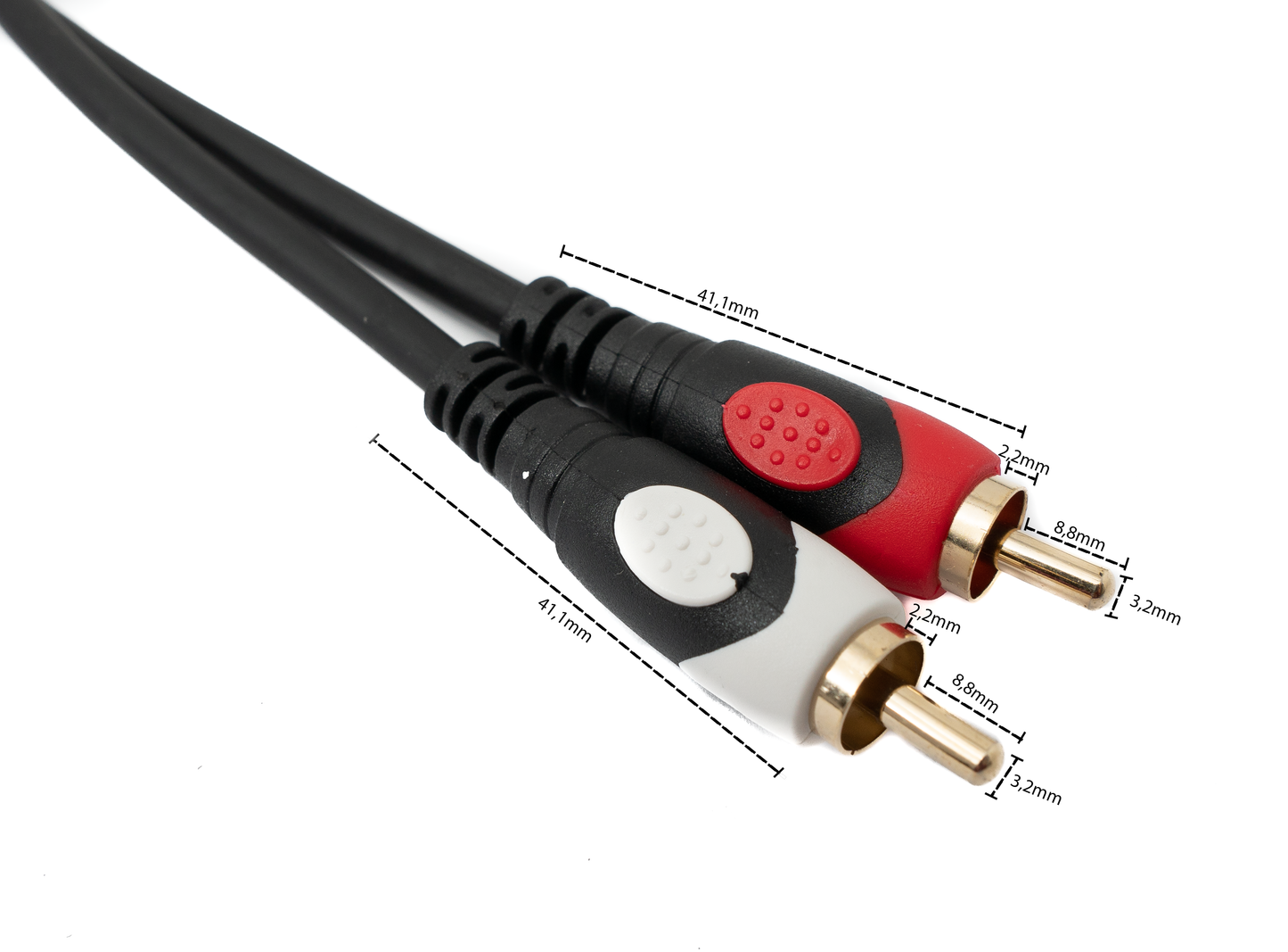 SYSTEM-S Cinch 2 RCA snúra 3 m karlkyns í karlkyns stereó AV í svörtu