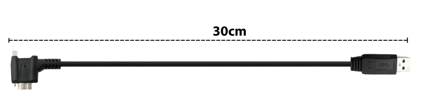 SYSTEM-S USB 3.0 cable 30 cm Micro B plug to Type A plug screw angle in black