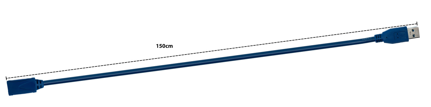 SYSTEM-S USB 3.0 Kabel 150 cm Typ A Stecker zu Buchse in Blau