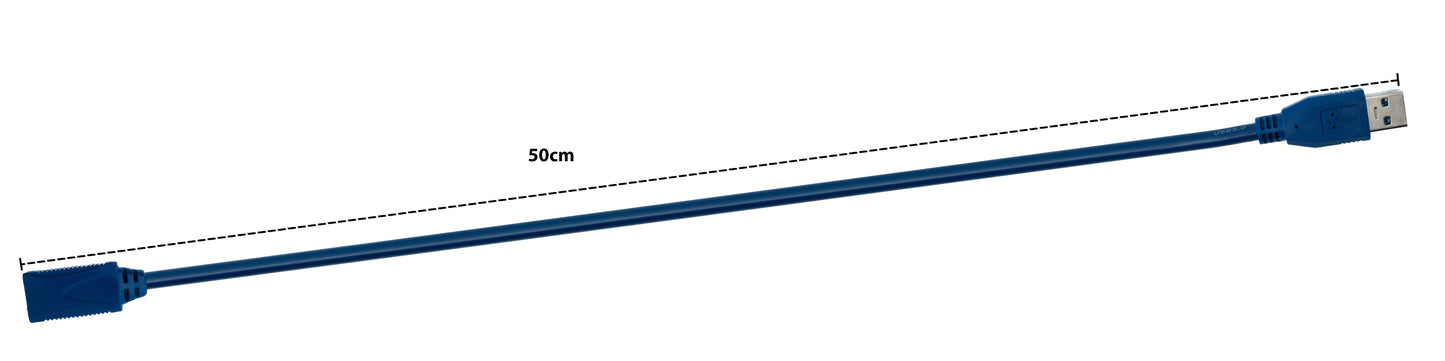 SYSTEM-S USB 3.0 Kabel 50 cm Typ A Stecker zu Buchse in Blau