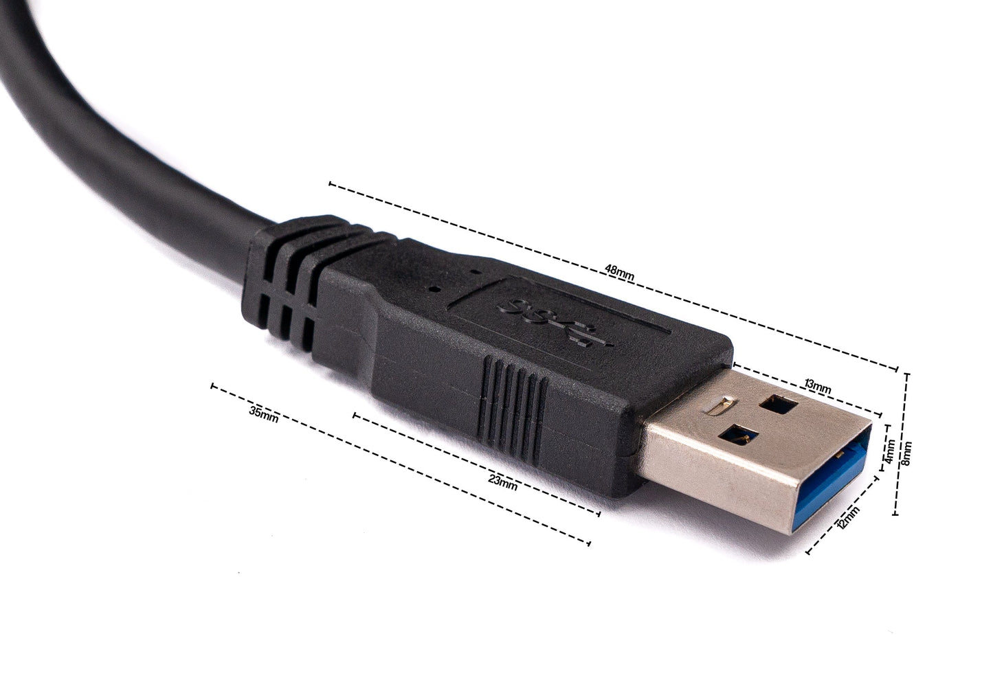 SYSTEM-S USB 3.0 Kabel 8 m Typ B Stecker zu Typ A Stecker in Schwarz