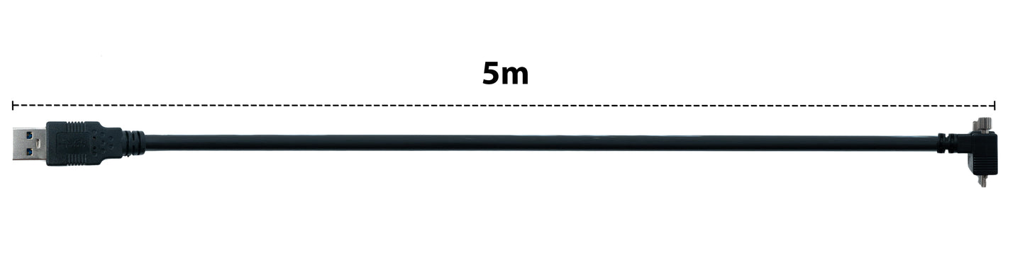 SYSTEM-S USB 3.0 cable 5 m Micro B plug to Type A plug screw angle in black