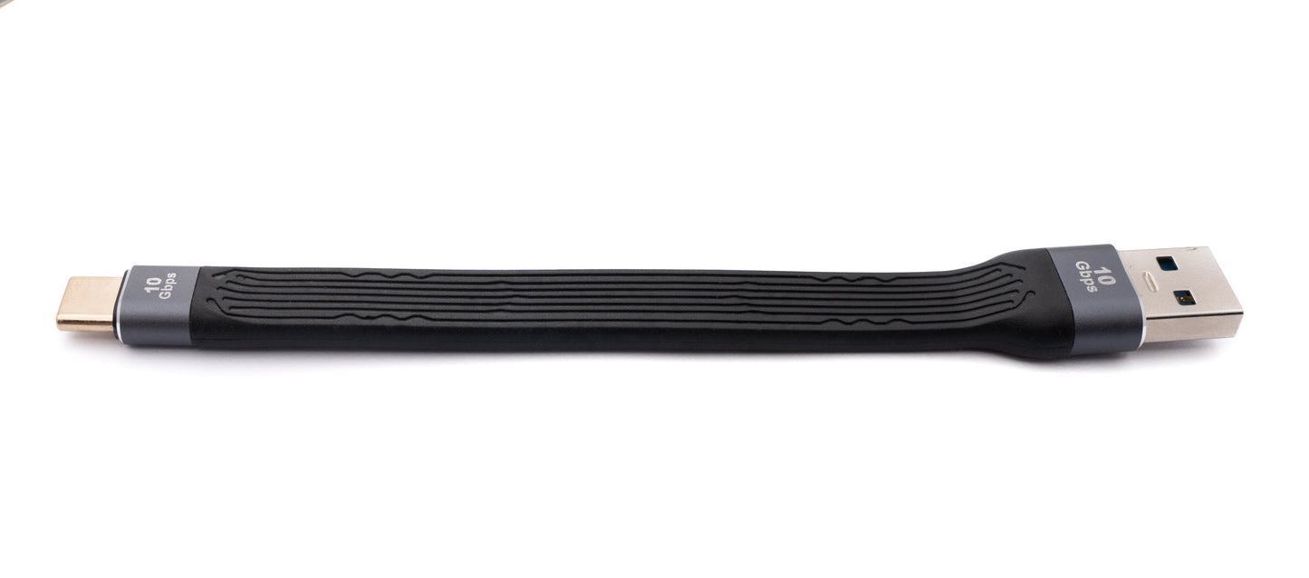 SYSTEM-S USB 3.1 Gen 2 snúra 13 cm Type C tengi í 3.0 A tengi flatt sveigjanlegt