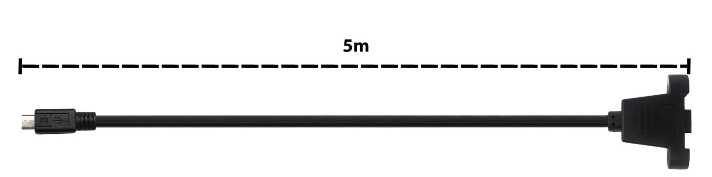SYSTEM-S USB 2.0 Kabel 5 m Micro B Stecker zu Buchse Schraube in Schwarz