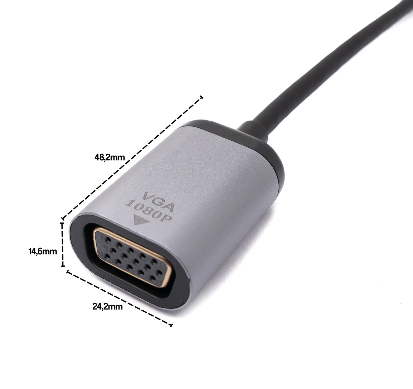 SYSTEM-S VGA snúra 20 cm kvenkyns í USB 3.1 Tegund C karlkyns í gráu