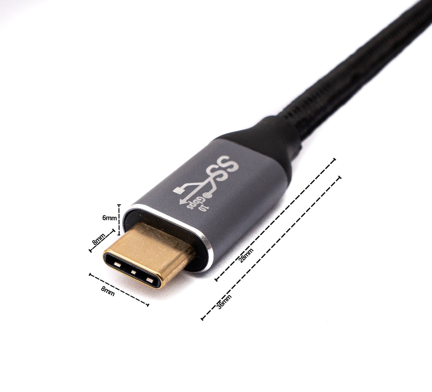 SYSTEM-S USB 3.1 Gen 2 100W snúra 100 cm Tegund C karlkyns í karlkyns, fléttuð, svört
