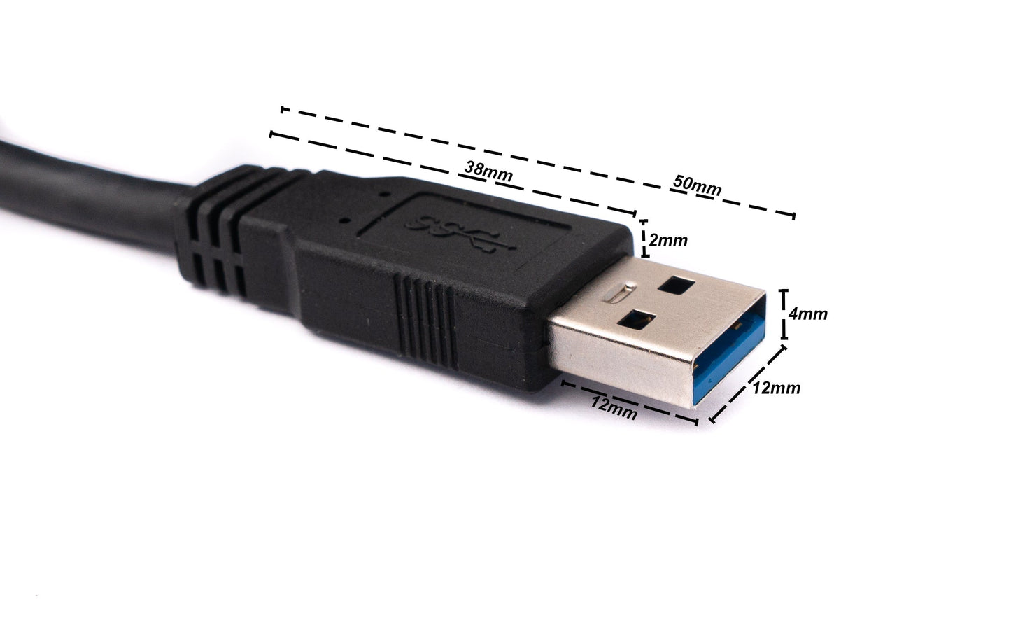 SYSTEM-S USB 3.1 Kabel 8 m Typ C Stecker zu Typ A Stecker Schraube in Schwarz