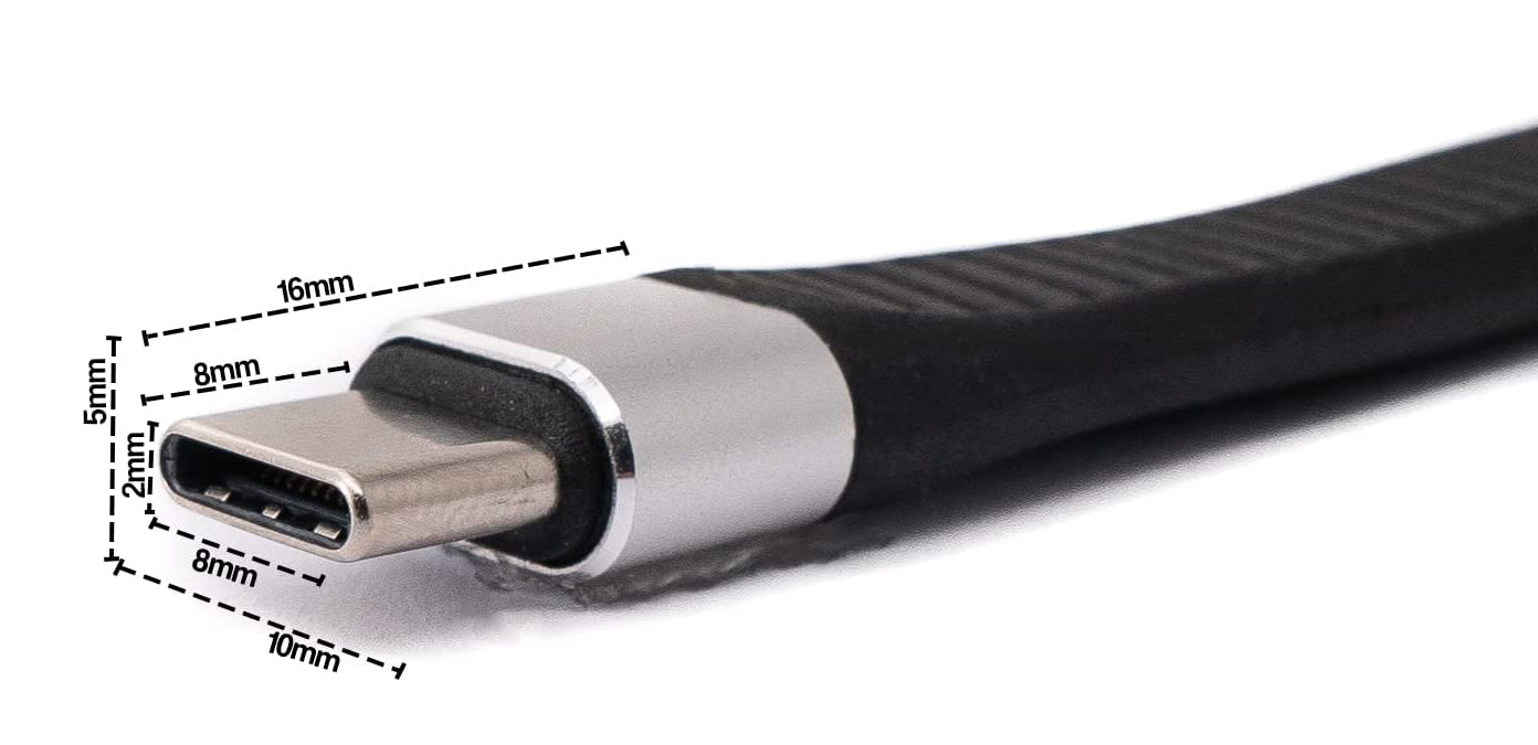 SYSTEM-S USB 3.1 Gen 2 snúra 13 cm Type C tengi í 3.0 A tengi flatt sveigjanlegt
