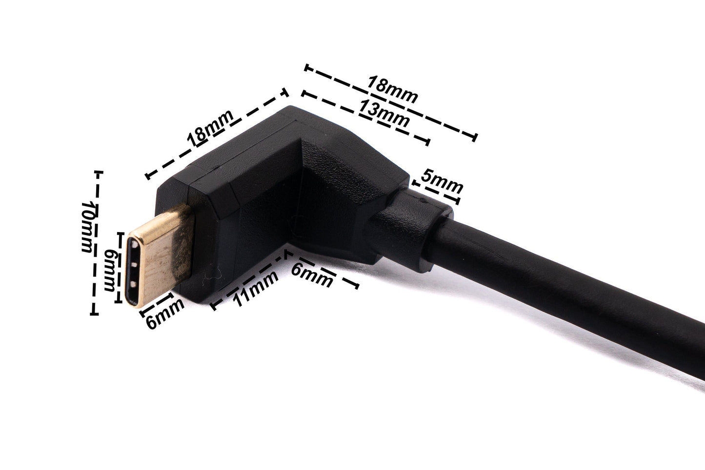 SYSTEM-S USB 3.1 Kabel 100 cm Typ C Stecker zu Buchse Schraube Winkel in Schwarz