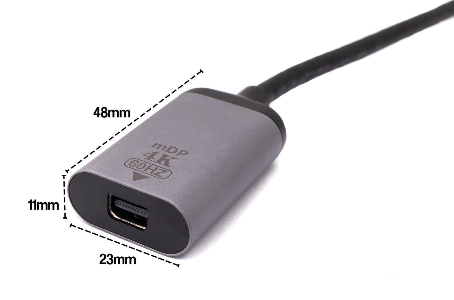 SYSTEM-S DisplayPort snúra 20 cm Mini DP kvenkyns í USB 3.1 Tegund C karlkyns í gráu