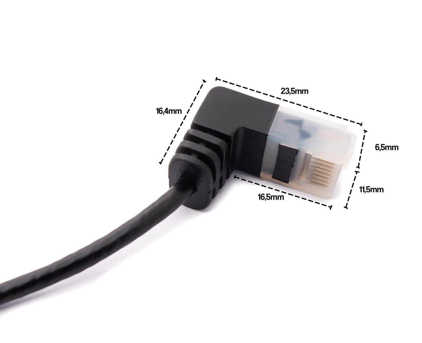 SYSTEM-S LAN snúra 25 cm RJ45 8P8C STP Cat6 tengi í tengi, hornrétt, svart