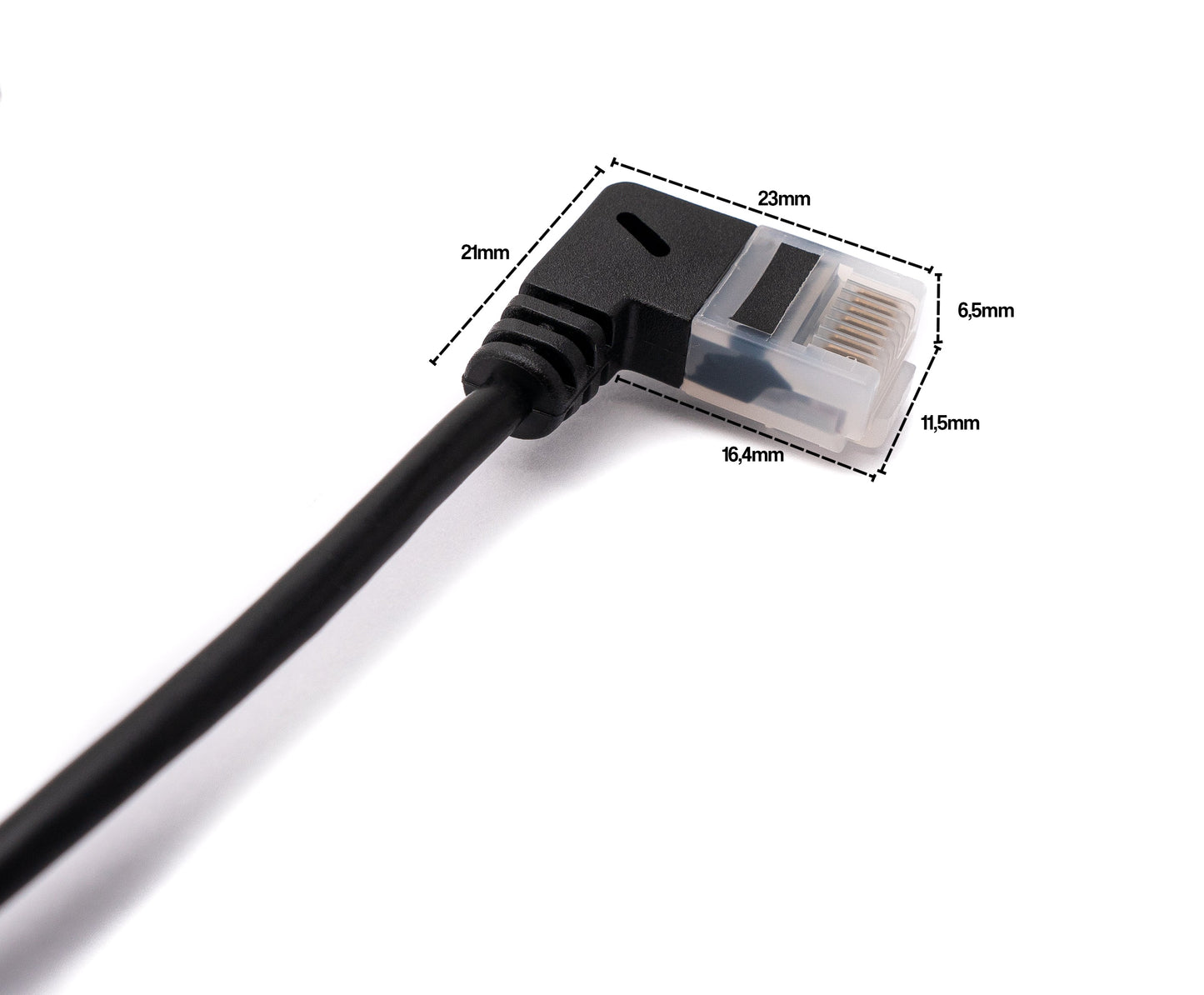 SYSTEM-S LAN snúra 25 cm RJ45 8P8C STP Cat6 tengi í tengi, hornrétt, svart
