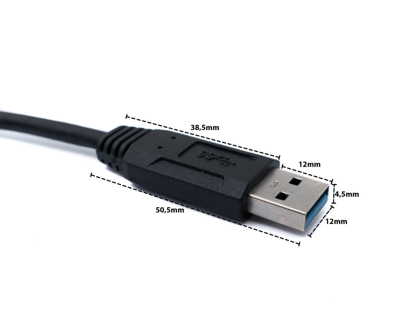 SYSTEM-S USB 3.0 snúra 30 cm Micro B tengi í Type A tengi með skrúfuhorni í svörtu