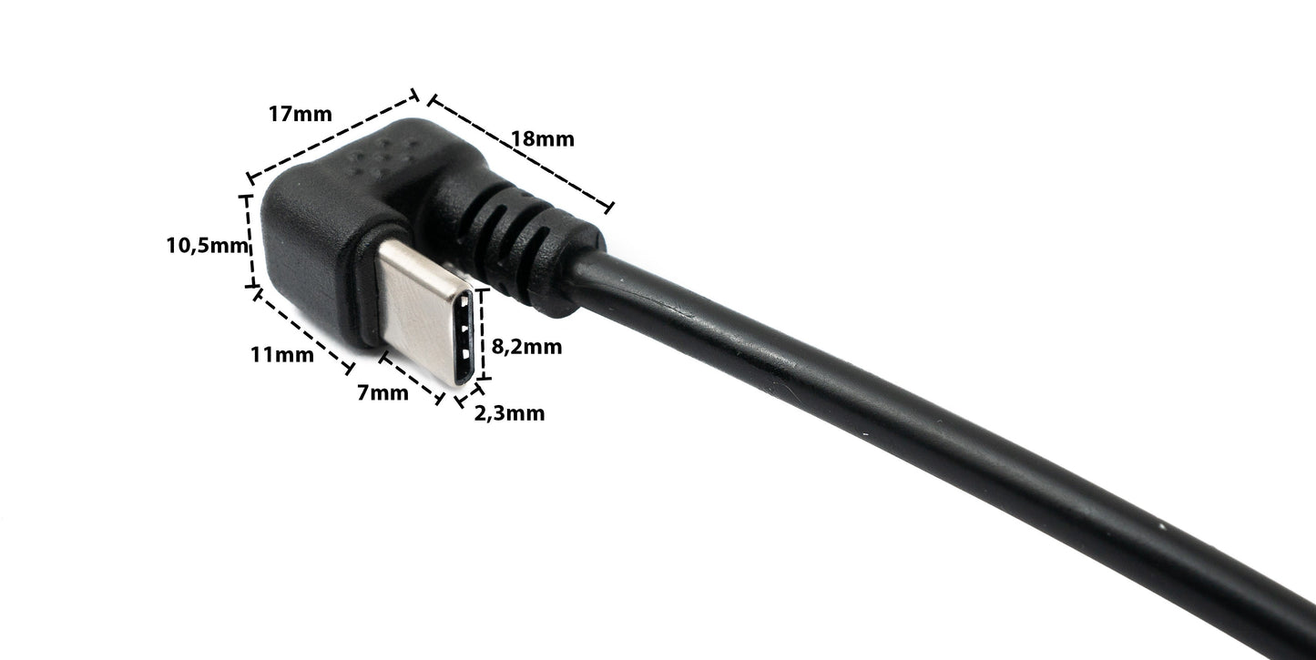 SYSTEM-S USB 3.1 U Turn 180° Kabel 30 cm Typ C Stecker zu 2.0 Mini Buchse Winkel Schwarz