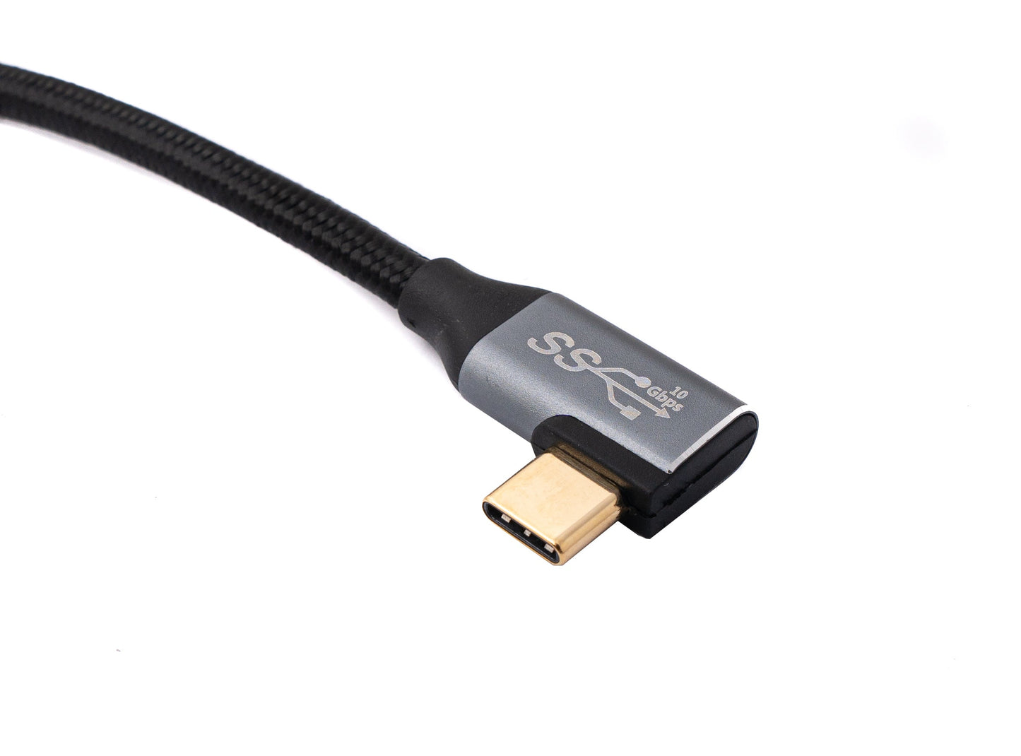 SYSTEM-S USB 3.1 Gen 2 snúra 50 cm Type C karlkyns í kvenkyns fléttuð hornsnúra