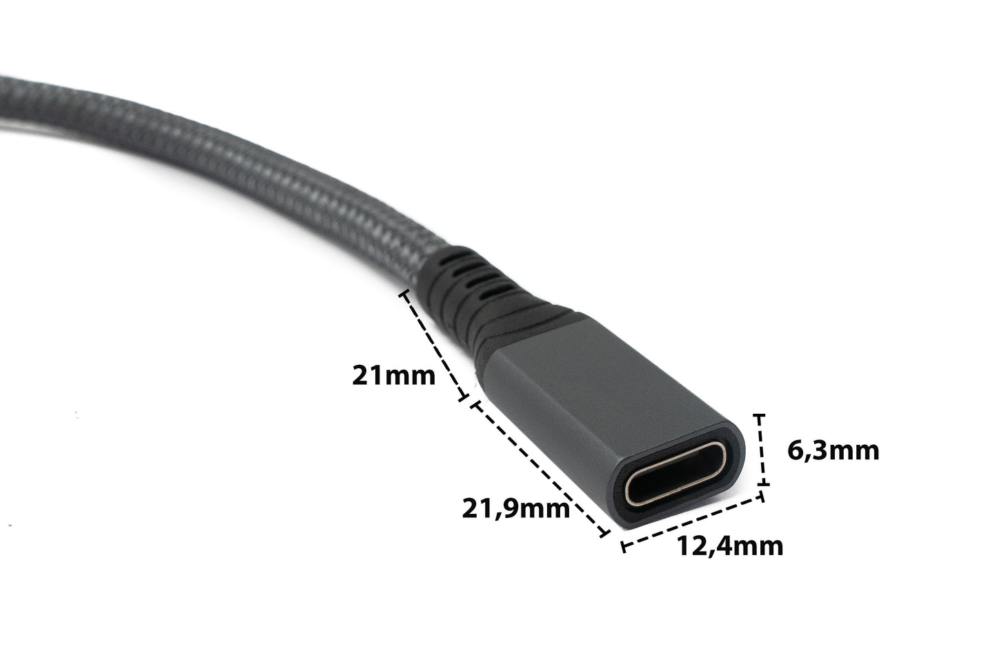 SYSTEM-S USB4 USB Kabel 50 cm Typ C Stecker zu Buchse 40 Gbit/s USB 4.0 geflochten in Grau