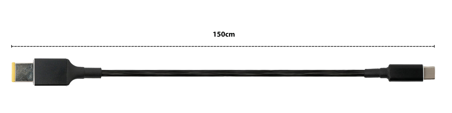 SYSTEM-S USB 3.1 snúra 150 cm Type C tengi í rétthyrndan 11,0 x 4,5 mm fléttaðan tengi
