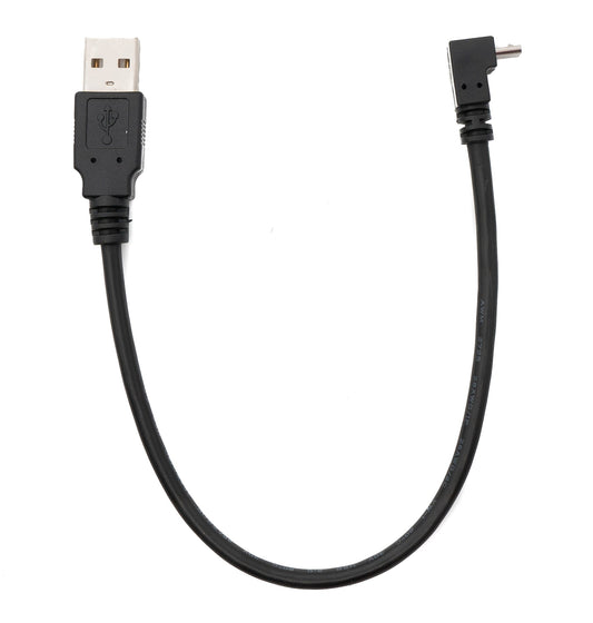 SYSTEM-S USB 2.0 snúra 25 cm Tegund A karlkyns í Micro B karlkyns vinklaður í svörtu